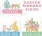 3 Pcs Happy Easter Decorations Eggs Bunny Cross Wooden Table Sign Easter Tabletop